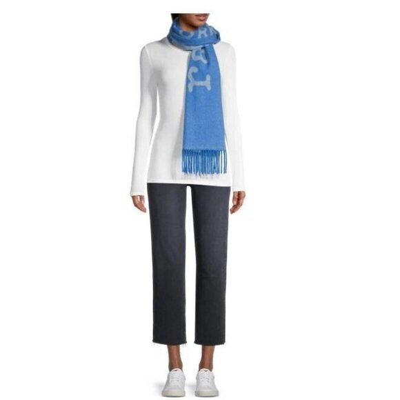 RAG & BONE Addison Skinny recycled wool women's winter scarf - BLUE - Picture 8 of 9